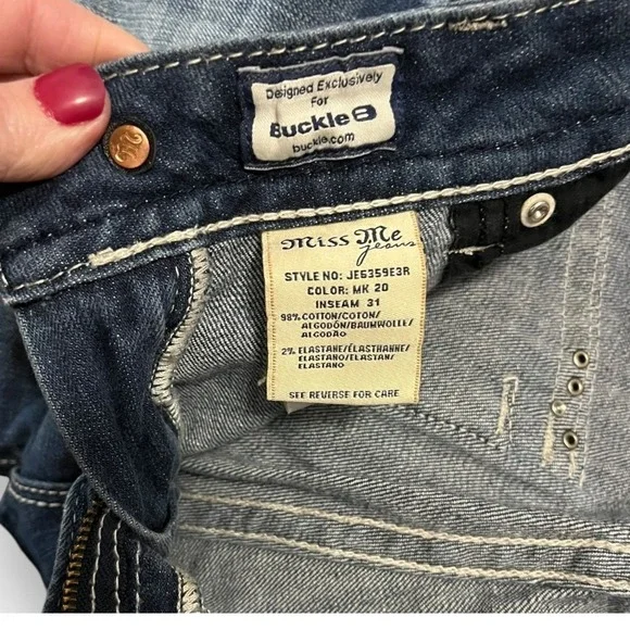 MISS ME Women's Dark Wash Straight Bootcut Jeans JE5359E3R Size 31 | EUC - Picture 4 of 6